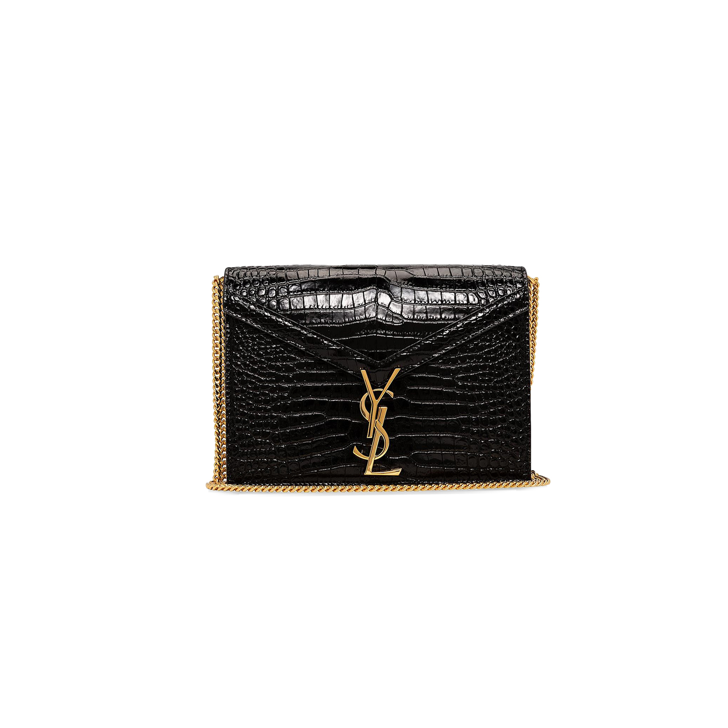 YSL CASSANDRA EMBOSSED CLASP BAG BLACK 23639573 (22*16.5*5.5cm)